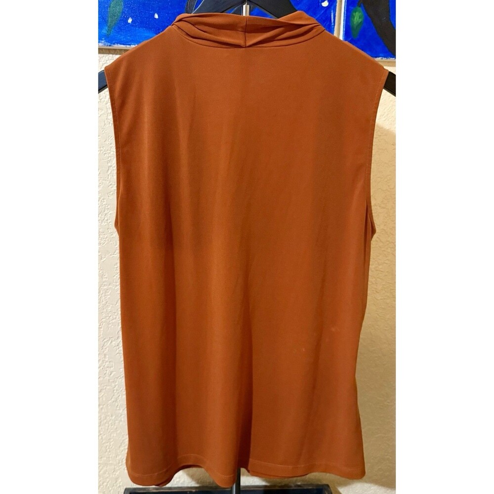 Calvin Klein Women's Size XL Burt Orange Sleeveless Blouse Pleated at Neckline - Picture 2 of 7
